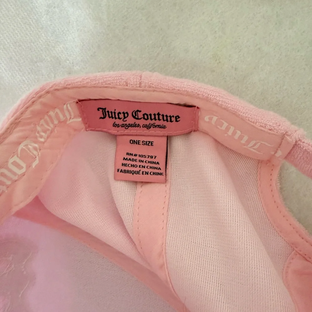 Juicy Couture Pink Velour Rhinestone Baseball Cap